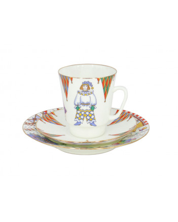 LOMONOSOV IMPERIAL BONE CHINA PORCELAIN ESPRESSO CUP SET MAY BALLET PETRUSHKA 165 ml/5.6 fl.oz