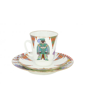 LOMONOSOV IMPERIAL BONE CHINA PORCELAIN ESPRESSO CUP SET MAY BALLET PETRUSHKA 165 ml/5.6 fl.oz