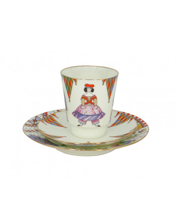 LOMONOSOV IMPERIAL BONE CHINA PORCELAIN ESPRESSO CUP SET MAY BALLET PETRUSHKA 165 ml/5.6 fl.oz