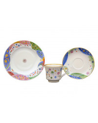 LOMONOSOV IMPERIAL PORCELAIN TEACUP TRIO BANQUET CARNIVAL 220 ml 7.4 oz