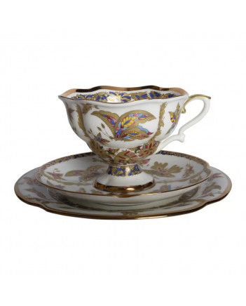 LOMONOSOV IMPERIAL BONE CHINA PORCELAIN TEA SET SERVICE NATASHA FANTASTIC BUTTERFLIES 20 items