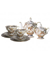 LOMONOSOV IMPERIAL BONE CHINA PORCELAIN TEA SET SERVICE NATASHA FANTASTIC BUTTERFLIES 20 items