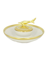 LOMONOSOV IMPERIAL PORCELAIN BELUGA CAVIAR DISH COTTAGE
