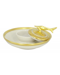 LOMONOSOV IMPERIAL PORCELAIN BELUGA CAVIAR DISH COTTAGE