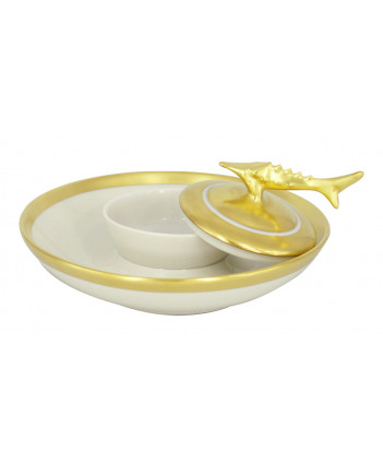 LOMONOSOV IMPERIAL PORCELAIN BELUGA CAVIAR DISH COTTAGE