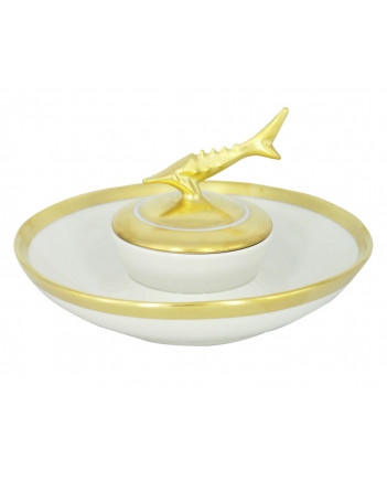LOMONOSOV IMPERIAL PORCELAIN BELUGA CAVIAR DISH COTTAGE