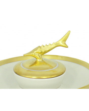 LOMONOSOV IMPERIAL PORCELAIN BELUGA CAVIAR DISH COTTAGE