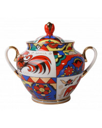 LOMONOSOV IMPERIAL PORCELAIN SUGAR BOWL FOLK PATTERNS SPRING
