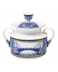 LOMONOSOV IMPERIAL PORCELAIN SUGAR BOWL BRIDGES OF PETERSBURG  540 ml 18.3 oz