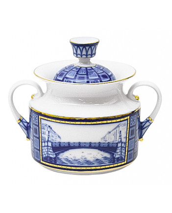 LOMONOSOV IMPERIAL PORCELAIN SUGAR BOWL BRIDGES OF PETERSBURG  540 ml 18.3 oz