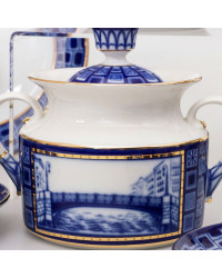 LOMONOSOV IMPERIAL PORCELAIN SUGAR BOWL BRIDGES OF PETERSBURG  540 ml 18.3 oz