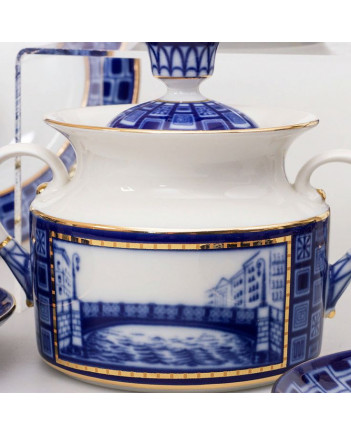 LOMONOSOV IMPERIAL PORCELAIN SUGAR BOWL BRIDGES OF PETERSBURG  540 ml 18.3 oz
