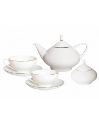 LOMONOSOV IMPERIAL BONE CHINA PORCELAIN TEA SET SERVICE GOLDEN EDGE DOME 14 items