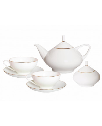 LOMONOSOV IMPERIAL BONE CHINA PORCELAIN TEA SET SERVICE GOLDEN EDGE DOME 14 items