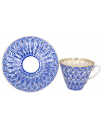 LOMONOSOV IMPERIAL PORCELAIN TEACUP AND SAUCER RADIANT FORGET ME NOT 235 ML/8 OZ