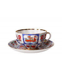  LOMONOSOV IMPERIAL PORCELAIN TEACUP AND SAUCER TULIP RUSSIAN LUBOK 250 ML/8.45 OZ