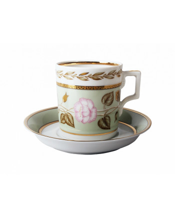 LOMONOSOV IMPERIAL PORCELAIN TEACUP AND SAUCER JADE BACKGROUND #2 220 ML 7.4 OZ