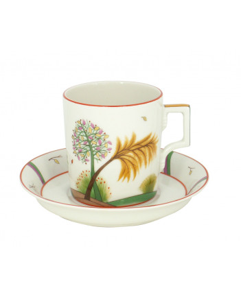 LOMONOSOV IMPERIAL PORCELAIN TEACUP AND SAUCER SEASONS FALL 220 ML 7.4 OZ