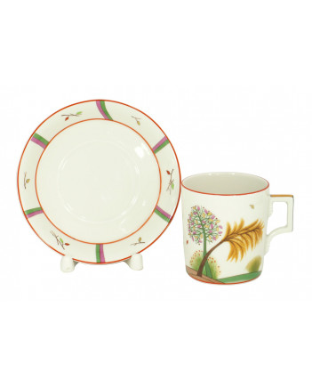LOMONOSOV IMPERIAL PORCELAIN TEACUP AND SAUCER SEASONS FALL 220 ML 7.4 OZ