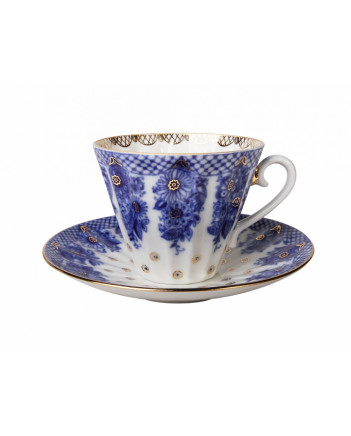 LOMONOSOV IMPERIAL PORCELAIN TEACUP AND SAUCER RADIANT BASKET 235 ML/8 OZ