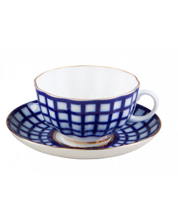 LOMONOSOV IMPERIAL PORCELAIN TEA SET SERVICE TULIP COBALT CELL 20 items