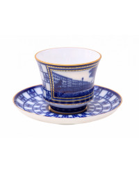 LOMONOSOV IMPERIAL PORCELAIN TEACUP AND SAUCER BANQUET LION BRIDGE 220 ml 7.4 oz