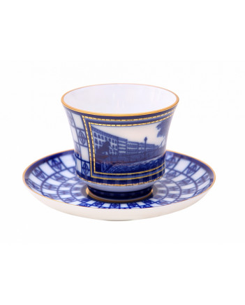 LOMONOSOV IMPERIAL PORCELAIN TEACUP AND SAUCER BANQUET LION BRIDGE 220 ml 7.4 oz