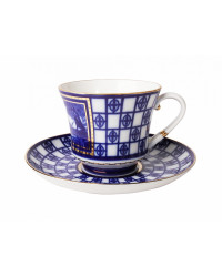 LOMONOSOV IMPERIAL PORCELAIN TEACUP AND SAUCER BANQUET LION BRIDGE 220 ml 7.4 oz