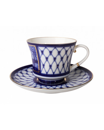 LOMONOSOV IMPERIAL PORCELAIN TEACUP AND SAUCER BANQUET KISS BRIDGE 220 ml 7.4 oz