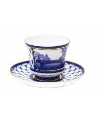 LOMONOSOV IMPERIAL PORCELAIN TEACUP AND SAUCER BANQUET KISS BRIDGE 220 ml 7.4 oz