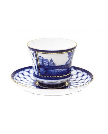 LOMONOSOV IMPERIAL PORCELAIN TEACUP AND SAUCER BANQUET KISS BRIDGE 220 ml 7.4 oz