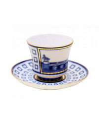 LOMONOSOV IMPERIAL PORCELAIN TEACUP AND SAUCER BANQUET ANICHKOV BRIDGE 220 ml 7.4 oz