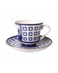 LOMONOSOV IMPERIAL PORCELAIN TEACUP AND SAUCER BANQUET ANICHKOV BRIDGE 220 ml 7.4 oz