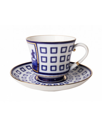 LOMONOSOV IMPERIAL PORCELAIN TEACUP AND SAUCER BANQUET ANICHKOV BRIDGE 220 ml 7.4 oz
