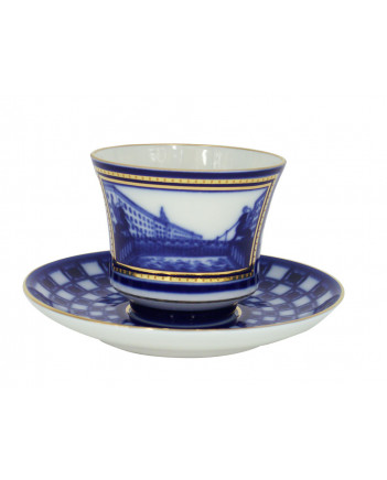 LOMONOSOV IMPERIAL PORCELAIN TEACUP AND SAUCER BANQUET BANK BRIDGE 220 ml 7.4 oz