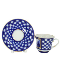 LOMONOSOV IMPERIAL PORCELAIN TEACUP AND SAUCER BANQUET CLASSIC OF PETERSBURG  #1 220 ml 7.4 oz