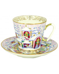LOMONOSOV IMPERIAL BONE CHINA RARE PORCELAIN ESPRESSO CUP BLACK COFFEE WINTER DAY 80 ml/2.7 fl.oz