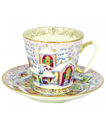 LOMONOSOV IMPERIAL BONE CHINA RARE PORCELAIN ESPRESSO CUP BLACK COFFEE WINTER DAY 80 ml/2.7 fl.oz