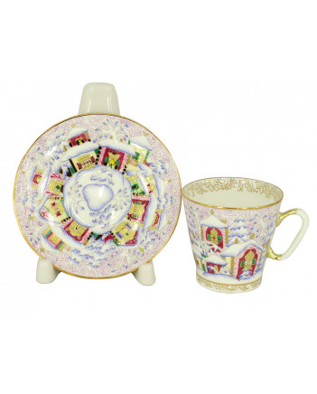 LOMONOSOV IMPERIAL BONE CHINA RARE PORCELAIN ESPRESSO CUP BLACK COFFEE WINTER DAY 80 ml/2.7 fl.oz