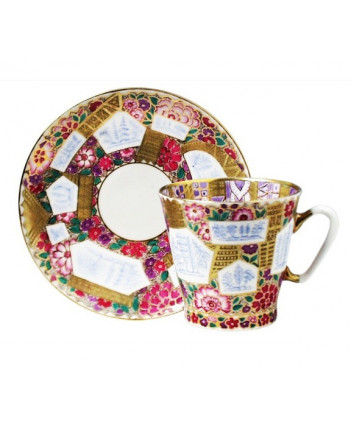 LOMONOSOV IMPERIAL BONE CHINA RARE PORCELAIN ESPRESSO CUP BLACK COFFEE FLOWER BACKGROUND 80 ml/2.7 fl.oz