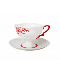 LOMONOSOV IMPERIAL BONE CHINA PORCELAIN TEA CUP NATASHA CORAL 220 ml/7.4 fl.oz