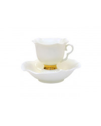 LOMONOSOV IMPERIAL BONE CHINA PORCELAIN ESPRESSO TEA CUP WHITE FLOWER GOLDEN EDGE 200 ml/6.8 fl.oz