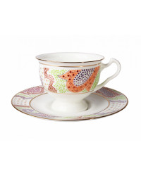 LOMONOSOV IMPERIAL BONE CHINA PORCELAIN TEA CUP AISEDORA MARIENTAL ORANGE 240 ml/8.12 fl.oz