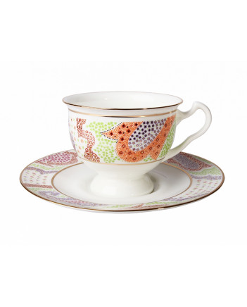 LOMONOSOV IMPERIAL BONE CHINA PORCELAIN TEA CUP AISEDORA MARIENTAL ORANGE 240 ml/8.12 fl.oz