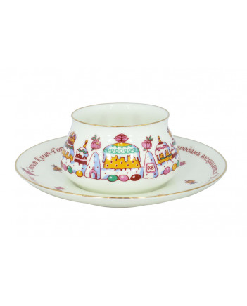 LOMONOSOV IMPERIAL BONE CHINA PORCELAIN ESPRESSO CUP BILIBINA-1 EASTER CAKE 180 ml 6.1 oz
