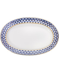 LOMONOSOV IMPERIAL PORCELAIN SERVING PLATTER OVAL COBALT NET 35 cm 13.8"