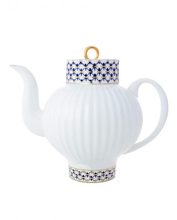 LOMONOSOV IMPERIAL BONE CHINA PORCELAIN TEA SET SERVICE COBALT NET WAVE 20 items