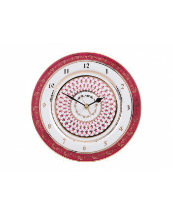 LOMONOSOV IMPERIAL PORCELAIN DECORATIVE WALL CLOCK RED NET 27 cm/10.6"