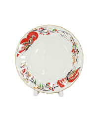 LOMONOSOV IMPERIAL PORCELAIN DESSERT PLATE TULIP RED BUTTERFLIES 15 cm 5.9"