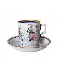 LOMONOSOV IMPERIAL PORCELAIN TEACUP AND SAUCER WINTER FANS SKIINIG 220 ML 7.4 OZ